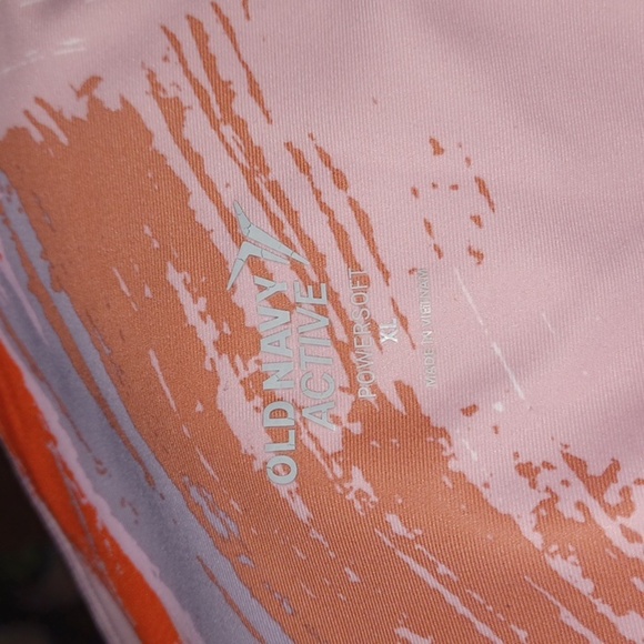 OLD NAVY • Active Powersoft Neon Pink & White Marble Highrise Leggings Size XL - Picture 4 of 7